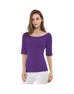 Женская многослойная футболка с круглым вырезом и короткими рукавами, фиолетовый Allegra k
