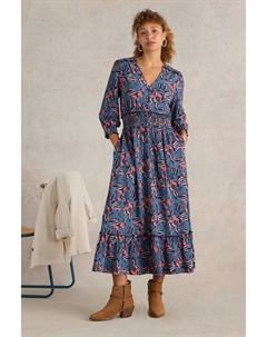 Платье из джерси с присборкой Jonie, синий White stuff