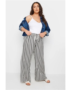 Широкие брюки в полоску с эффектом льна, белый Yours curve