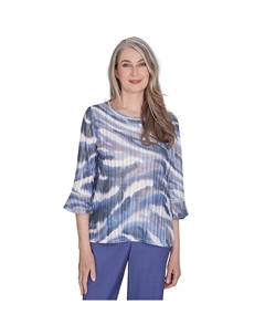 Акварельный топ с рукавами-колокольчиками Petite, цвет Multi Purple Alfred dunner