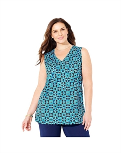 Женская майка с v-образным вырезом в любом стиле плюс размер, цвет Waterfall Kaleidoscope Catherine's