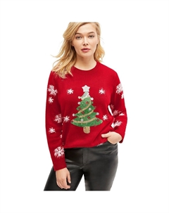 - женский праздничный пуловер больших размеров с украшением, цвет Classic Red Ellos