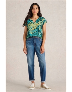 Футболка Nelly с вырезом надрезом из 100% органического хлопка, зеленый White stuff