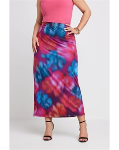 Юбка из сетки с абстрактным принтом из лимитированной коллекции, розовый Yours curve