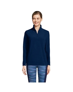 Женский флисовый пуловер с молнией четверти Lands End, цвет Deep Sea Navy Lands' end