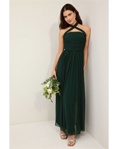 Сетчатое многослойное свадебное платье макси для подружек невесты, зеленый Next