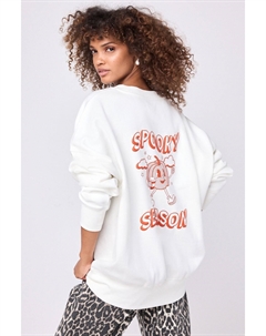 Жуткий Хэллоуин тыква на спине свитшот с графическим слоганом, экрю Next