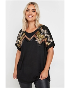 Украшенная футболка, черный Yours curve