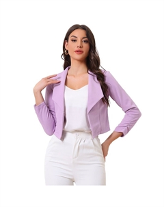 Женский укороченный пиджак с длинными рукавами и зубчатыми лацканами, цвет Light Purple Allegra k
