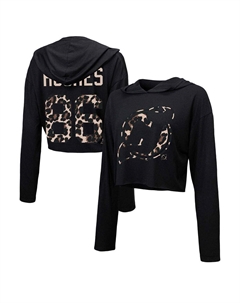 Женский укороченный пуловер с капюшоном и леопардовым принтом Jack Hughes, черный Нью-Джерси Девилз, цвет Nhl Black Majestic threads