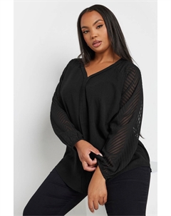 Блузка с выгоревшими рукавами, черный Yours curve