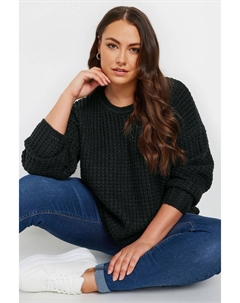 Джемпер вафельной вязки, черный Yours curve