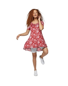 Женское трикотажное платье трапециевидного силуэта больших размеров с короткими рукавами, цвет Ruby Red White Print Ellos