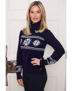 Рождественский облегающий джемпер Snowflake, синий The little tailor