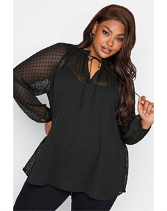 Блузка Добби с завязкой на шее, черный Yours curve