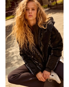 Блестящий, устойчивый к воздействию воды пуховик, черный Next