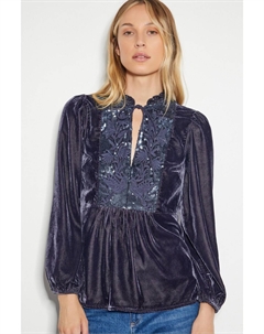 Лиза бархатный декорированный топ, серый Monsoon