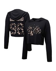 Женский укороченный пуловер с капюшоном Connor Bedard Black Chicago Blackhawks с леопардовым принтом имени и номера, цвет Hwk Black Majestic threads