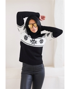 Рождественский облегающий джемпер Snowflake, черный The little tailor