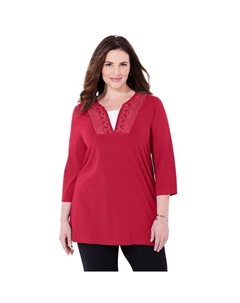 Женский топ размера плюс Suprema Duet с кружевной отделкой, цвет Classic Red Catherine's