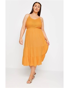 Лимитированная коллекция вязаное крючком платье мидакси из жатого материала, оранжевый Yours curve