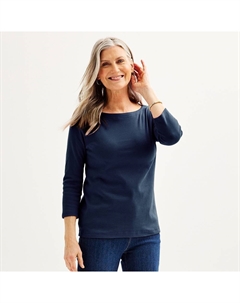 Женский топ с вырезом-лодочкой, цвет Seattle Navy Croft & barrow