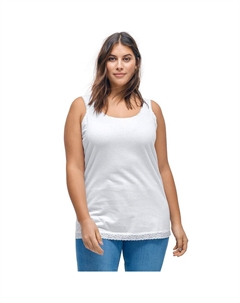 Женская майка больших размеров с кружевной отделкой, белый Ellos