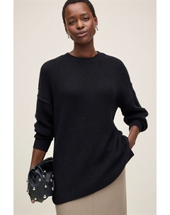 Уютная туника с круглым вырезом, удлиненная, трикотажная кофта, черный Next