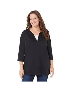 Женский топ размера плюс Suprema Duet с кружевной отделкой, черный Catherine's