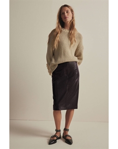 Юбка из искусственной кожи до колена, коричневый Next