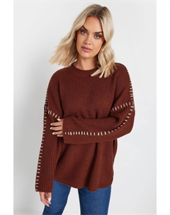 Джемпер, связанный одеяльным швом, оранжевый Yours curve