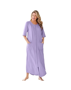 Женский длинный халат из френч терри небольшого размера с молнией спереди больших размеров, цвет Soft Iris Dreams & co.