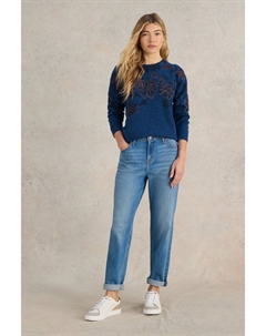 Джемпер с вышивкой Julie, синий White stuff