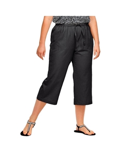 Женские капри больших размеров из смесового льна с завязками, черный Ellos
