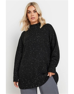 Джемпер с высоким воротом и отделкой швом, черный Yours curve