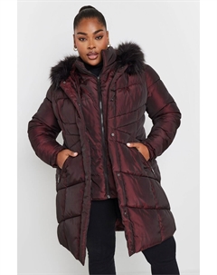 Утепленное стеганое пальто миди, красный Yours curve