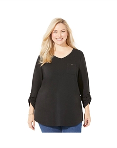 Женский топ с v-образным вырезом Caterinas Liz&me больших размеров, черный Catherine's