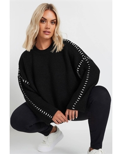 Джемпер, связанный одеяльным швом, черный Yours curve