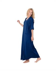 Женский длинный халат из френч терри небольшого размера с молнией спереди больших размеров, цвет Evening Blue Dreams & co.