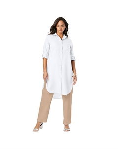 Женская льняная мега-туника больших размеров, белый Jessica london