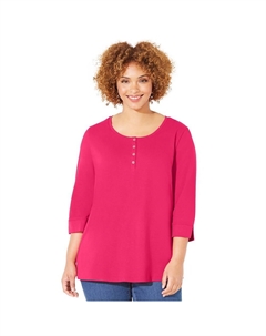 Женский трикотажный топ на пуговицах на пуговицах Caterinas больших размеров Liz&me, цвет Pink Burst Catherine's