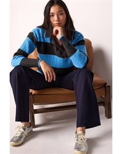 Джемпер с V образным вырезом и воротником стойкой, синий Next