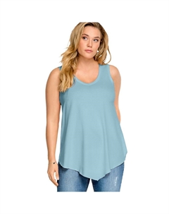 Женская майка больших размеров с V-образным вырезом и заостренной передней частью, цвет Aqua Sky Ellos