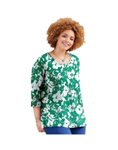 Женский трикотажный топ на пуговицах на пуговицах Caterinas больших размеров Liz&me, цвет Clover Green Shadow Catherine's