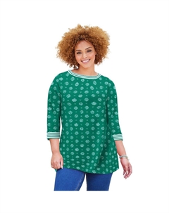 Женский топ размера плюс Liz&me Caterpillar с вырезом-лодочкой, цвет Clover Green Tossed Catherine's