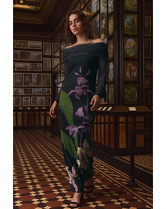 Платье макси с сетчатым принтом «бардо» из коллекции Kew, черный Next