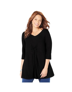 Женский топ больших размеров с закручивающейся передней частью, черный Catherine's