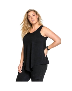 Женская майка больших размеров с V-образным вырезом и заостренной передней частью, черный Ellos