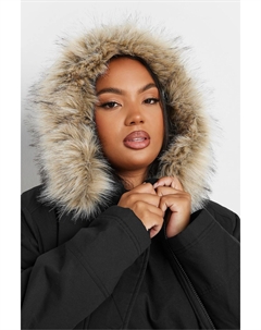 Парка с отделкой из искусственного меха, черный Yours curve