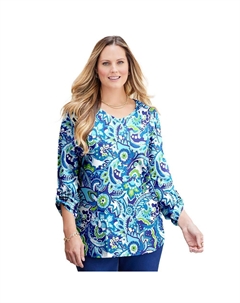 Женский топ с v-образным вырезом Caterinas Liz&me больших размеров, цвет Vibrant Blue Paisley Catherine's